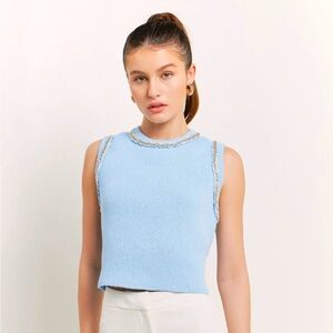 Endless Rose Trim Detail Knit Tank Top - Blue